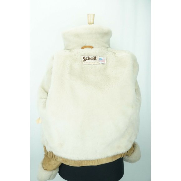 Schott Shearling Womens Suede Light Caramel Jacket Sz 40 USA - Picture 7 of 7